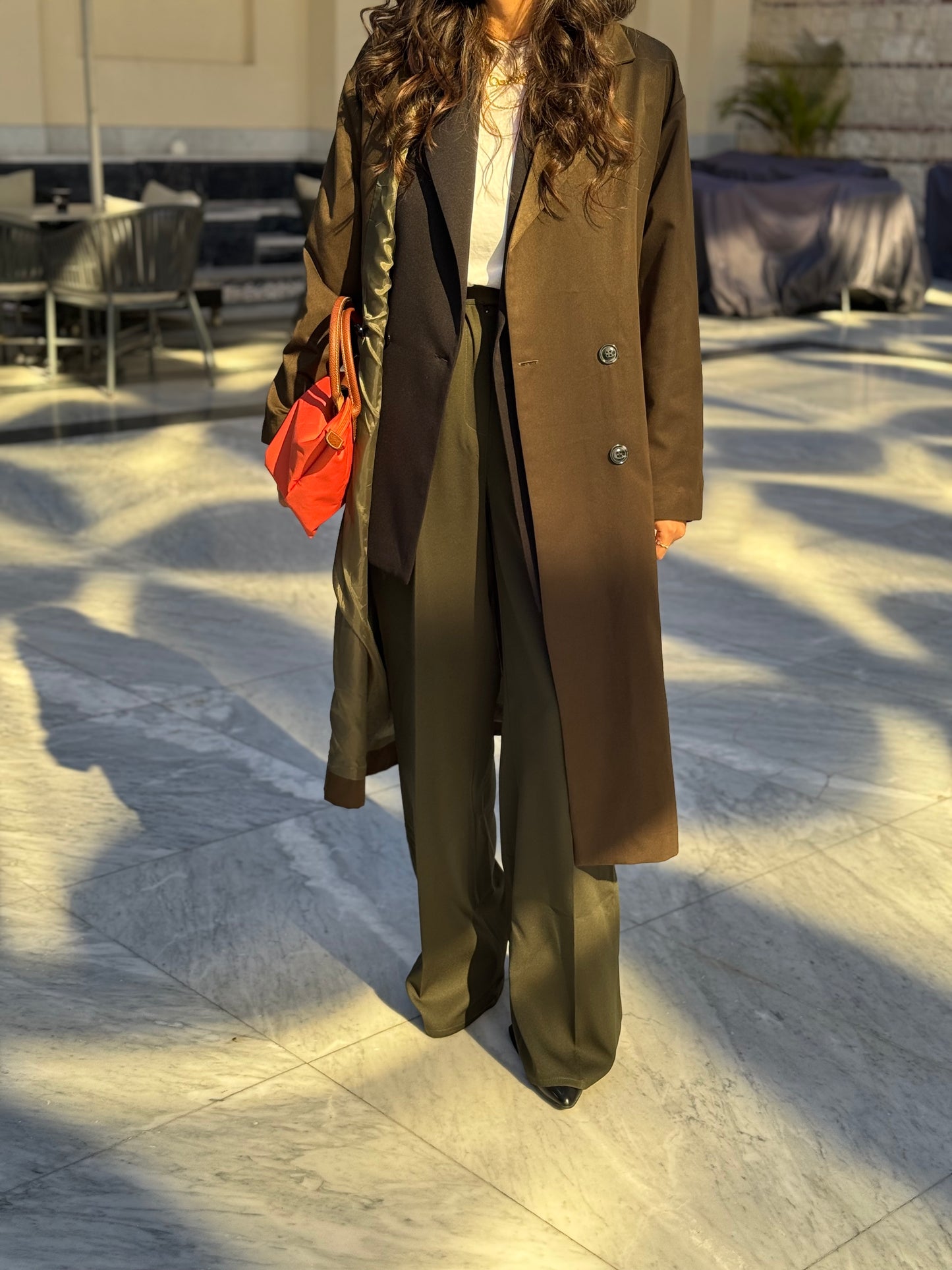 Long coat in Olive Green