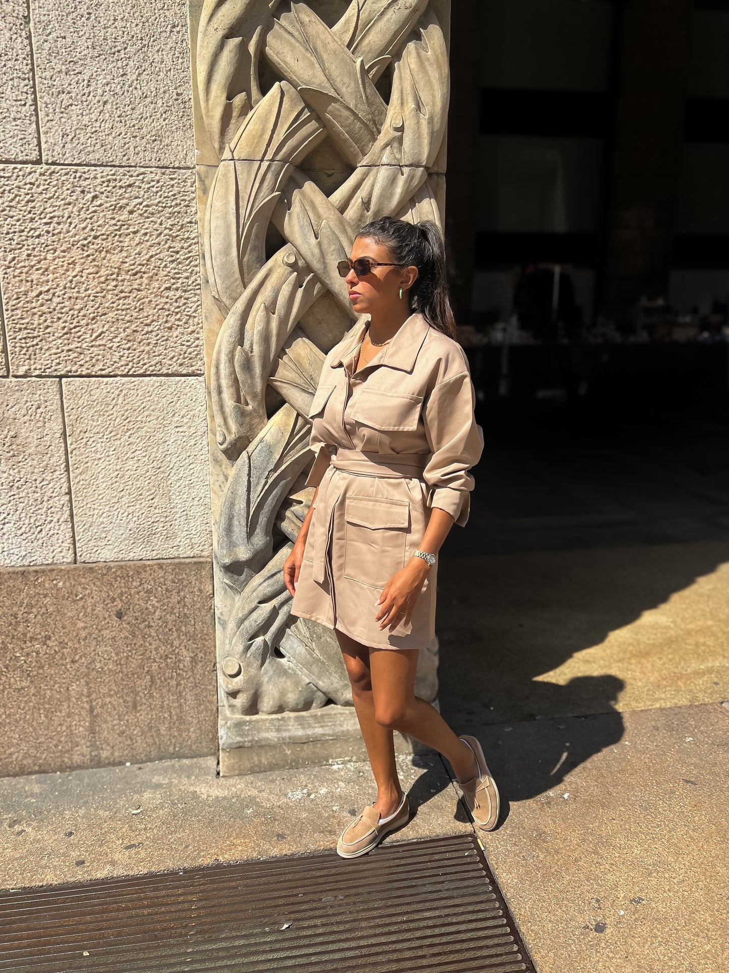 Safari Dress in Beige