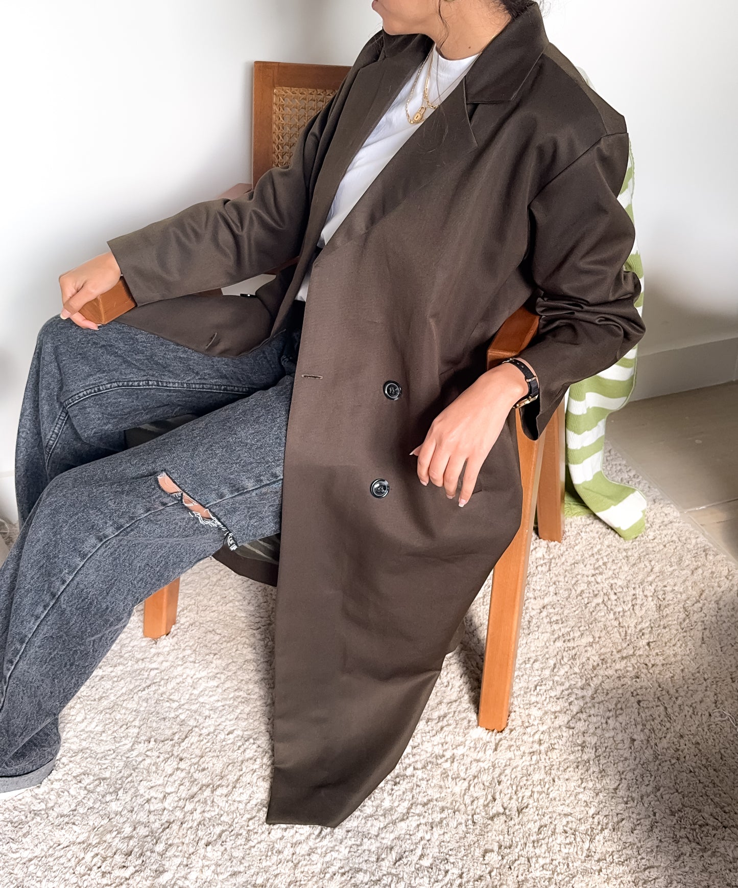 Long coat in Olive Green