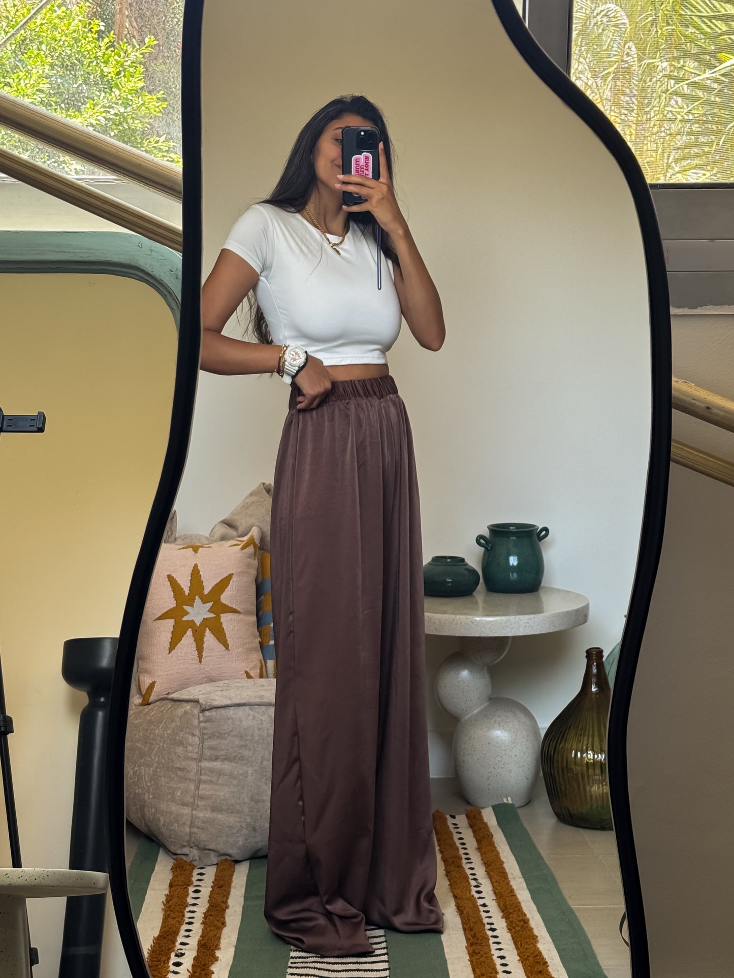 Brown Satin pants