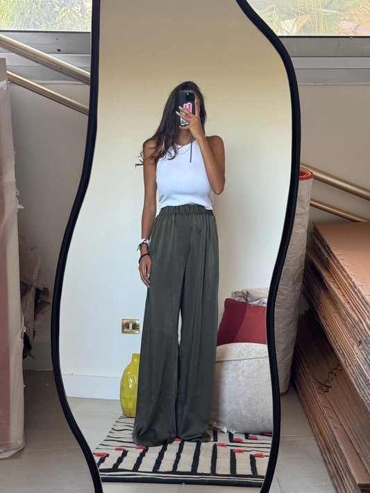 Olive green Satin pants