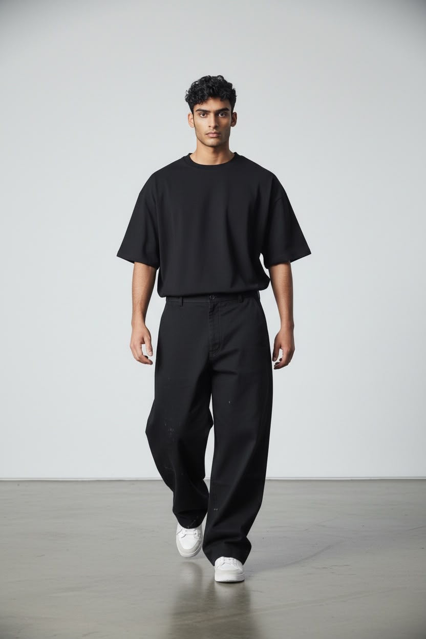 Unisex balloon pants in black