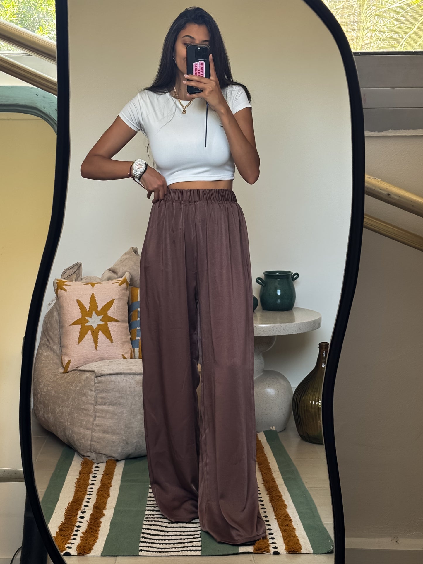 Brown Satin pants
