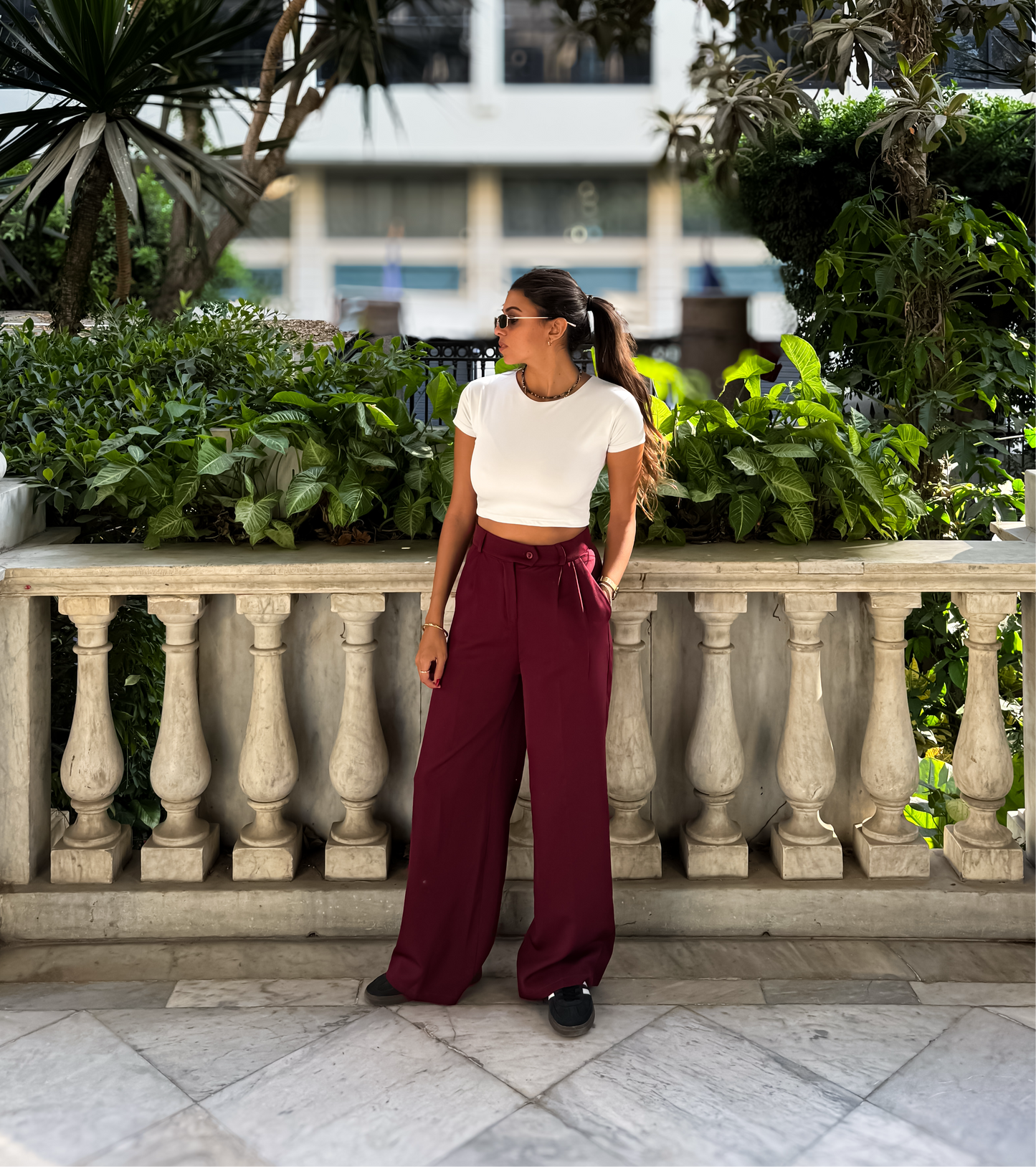 V Formal Pants in Burgundy