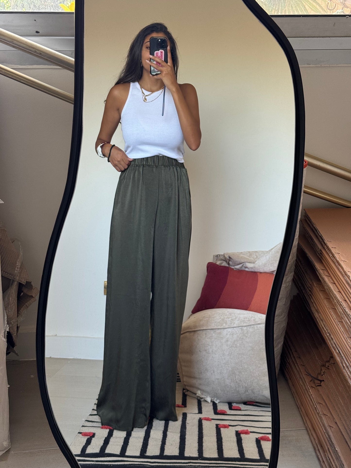 Olive green Satin pants