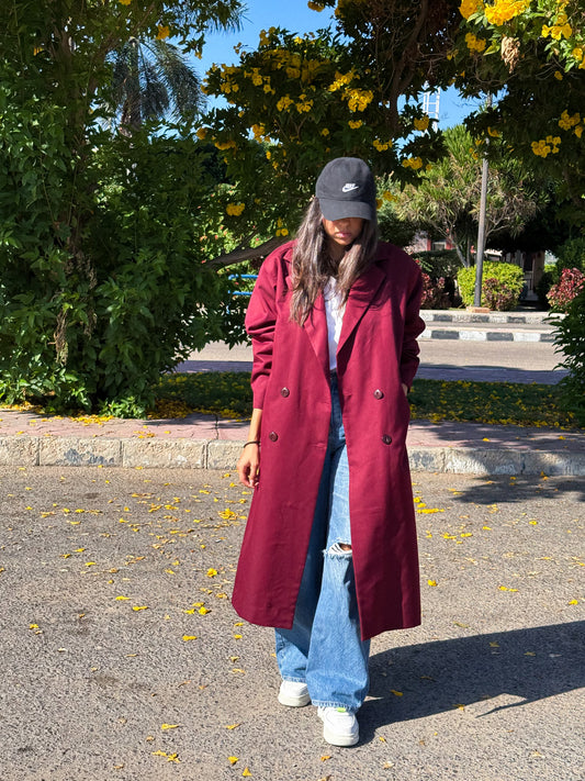 Long coat in burgundy