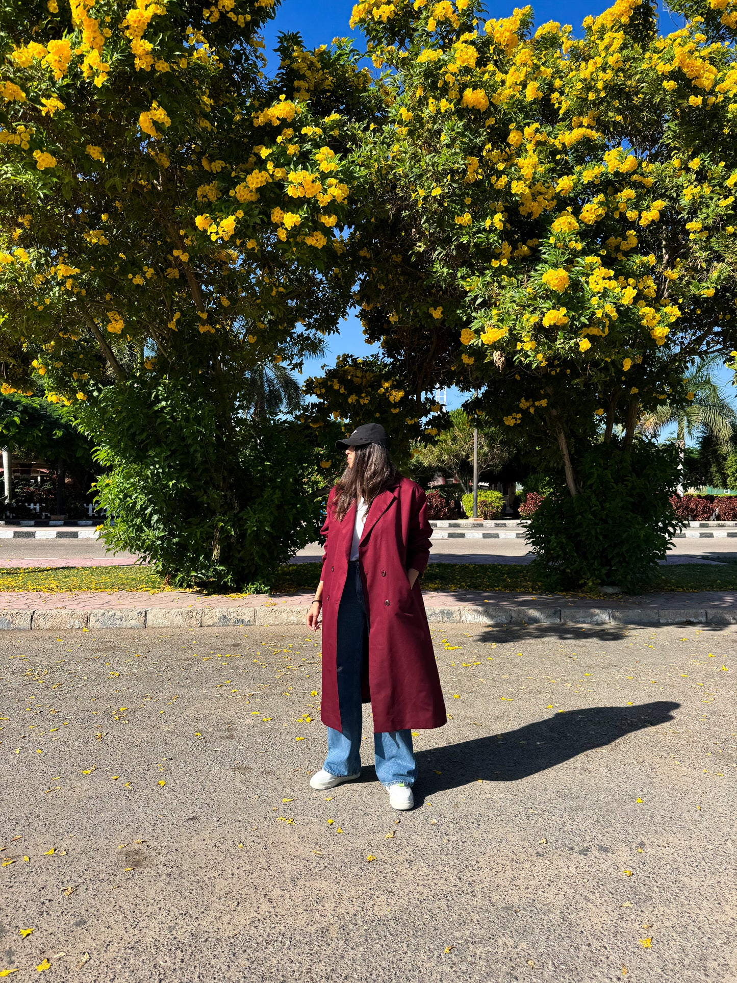 Long coat in burgundy