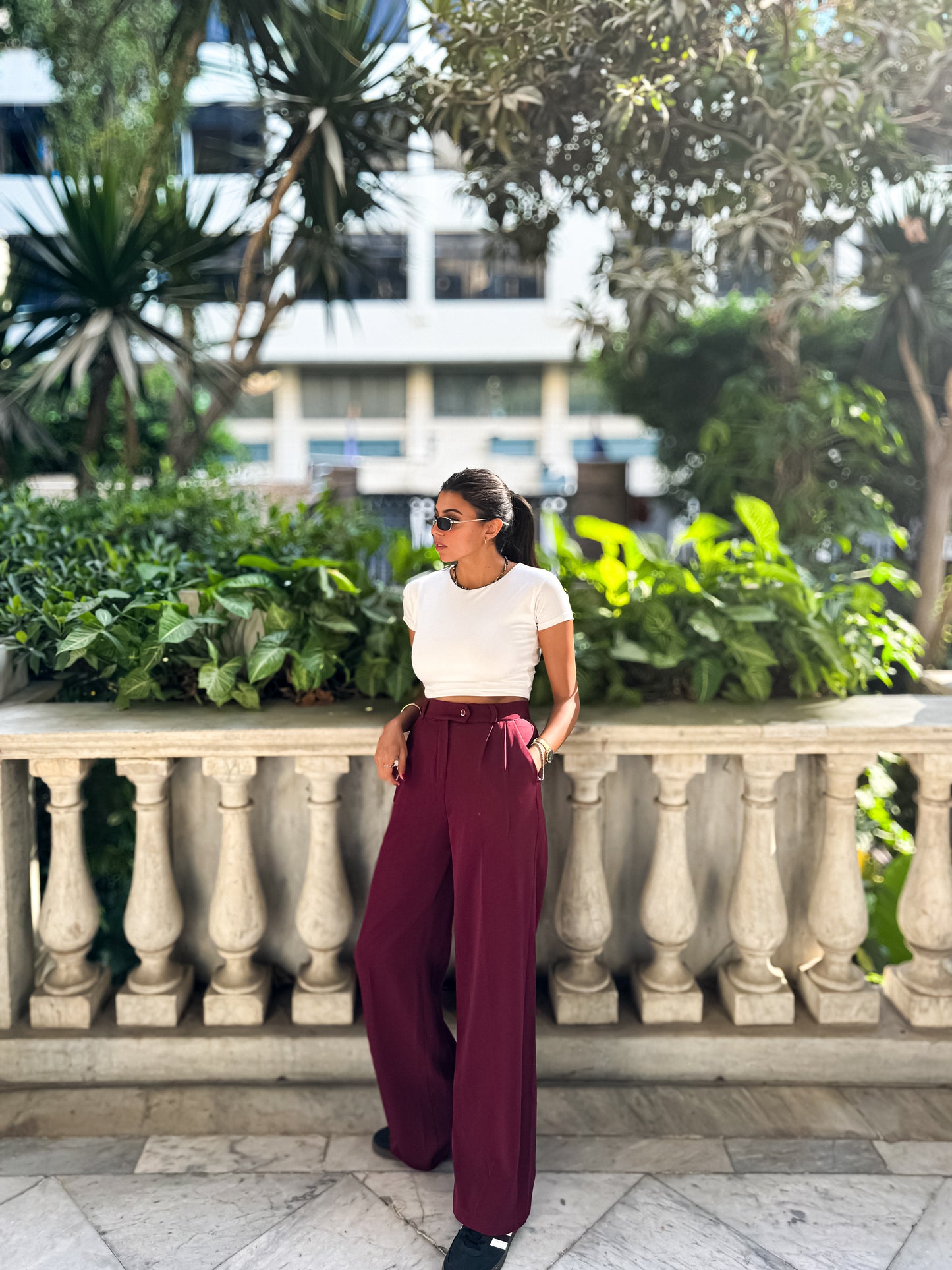 V Formal Pants in Burgundy