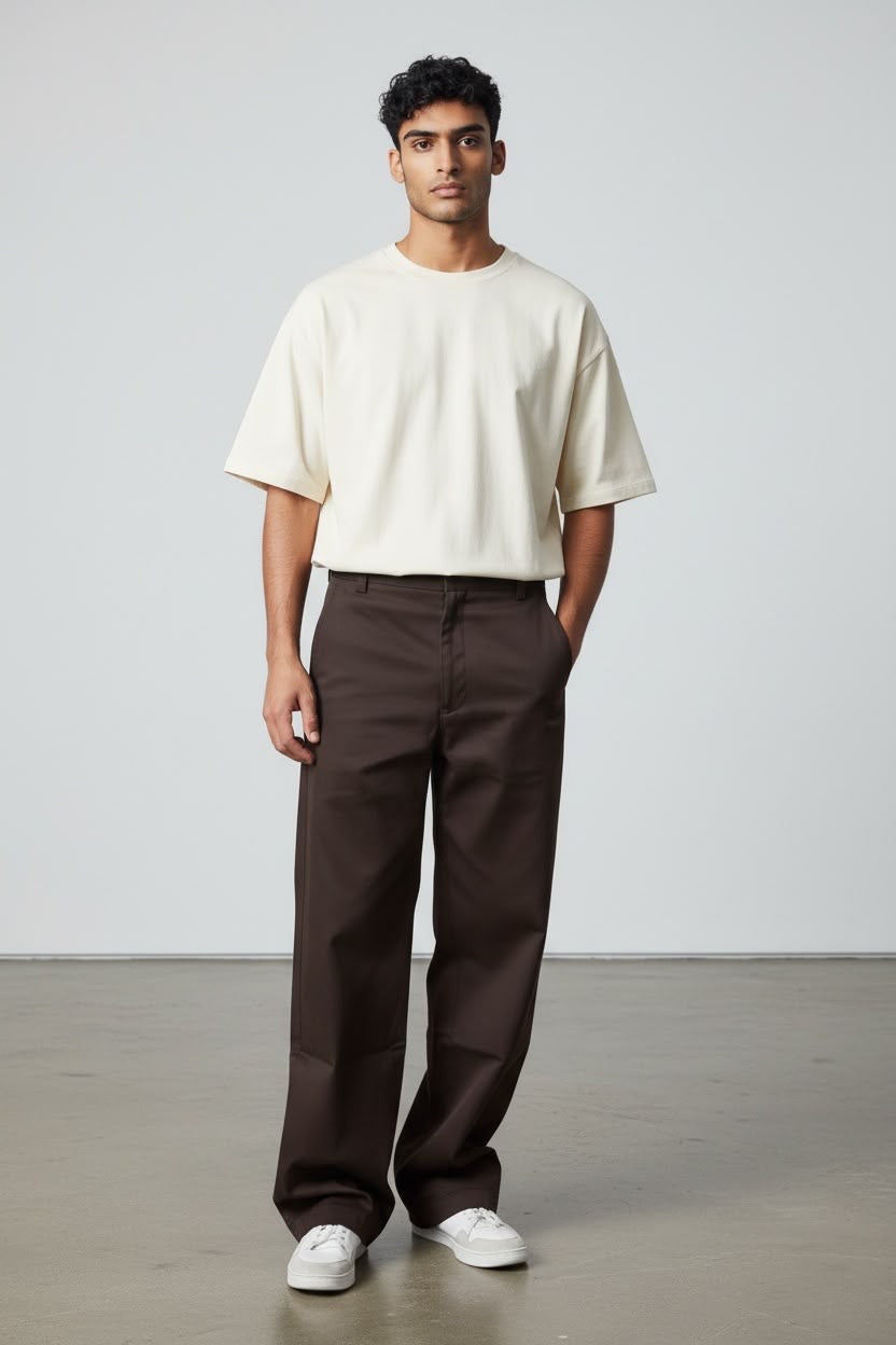 Unisex balloon pants in brown