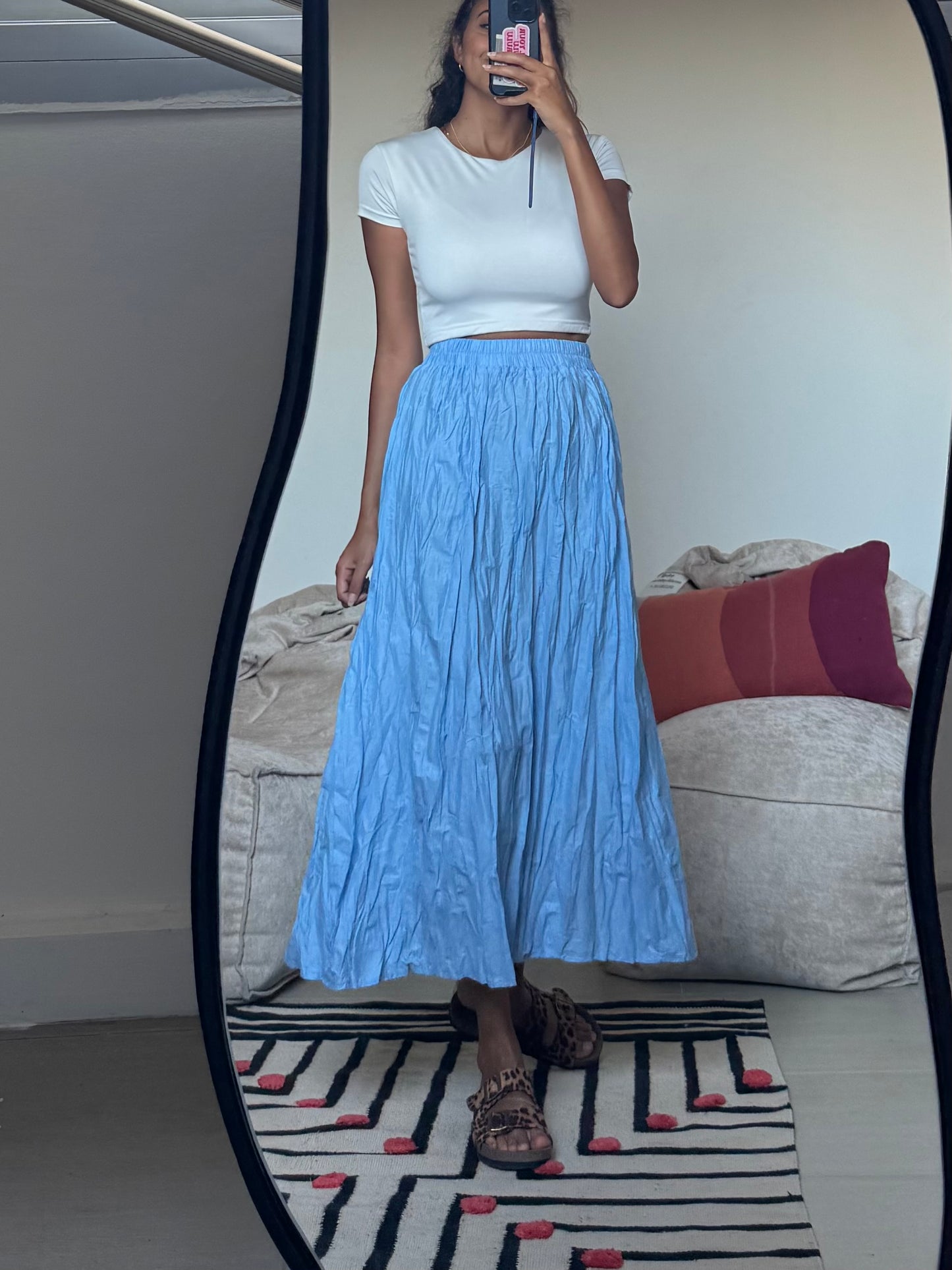 Wrinkled baby blue skirt