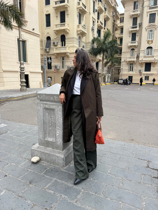 Long coat in Olive Green