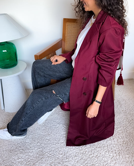 Long coat in burgundy