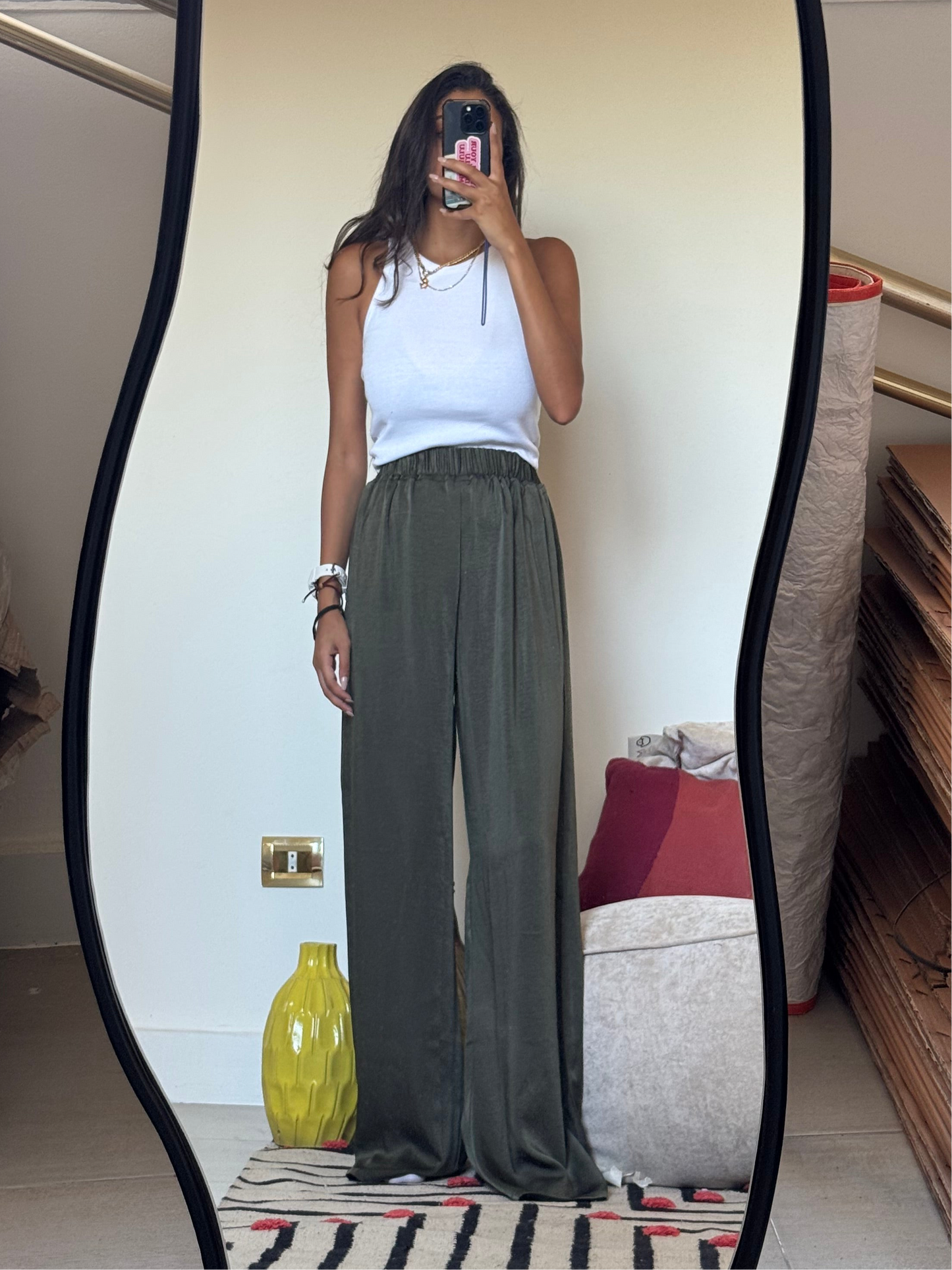 Olive green Satin pants