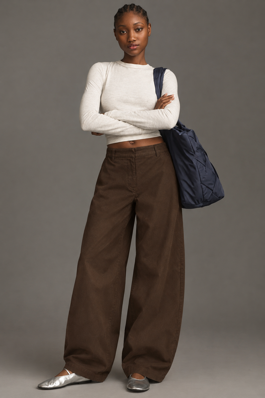Unisex barrel pants in brown