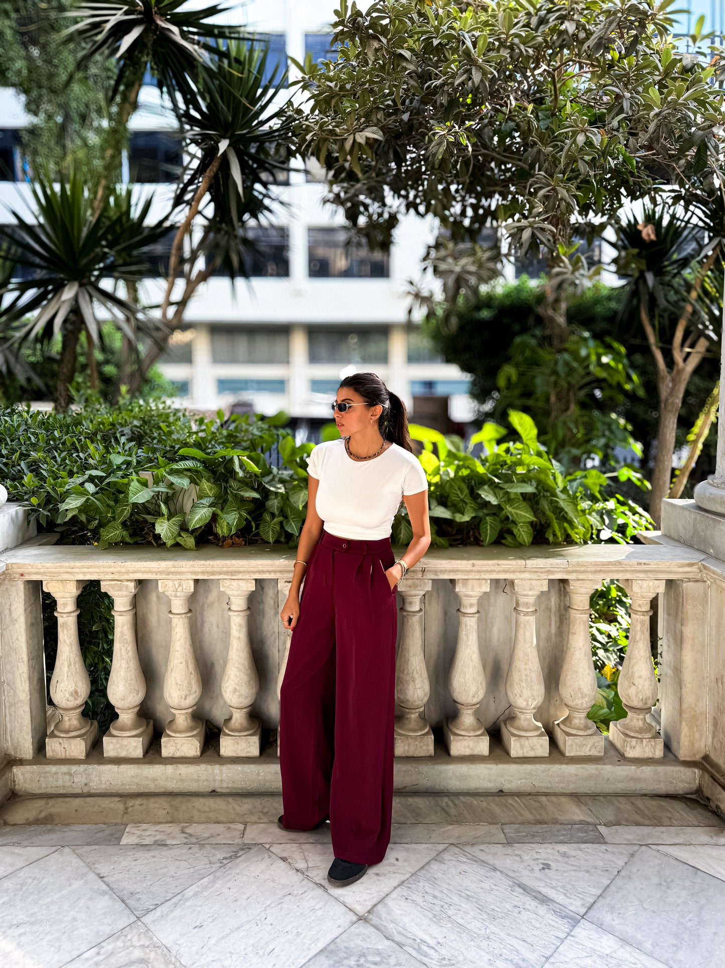 V Formal Pants in Burgundy