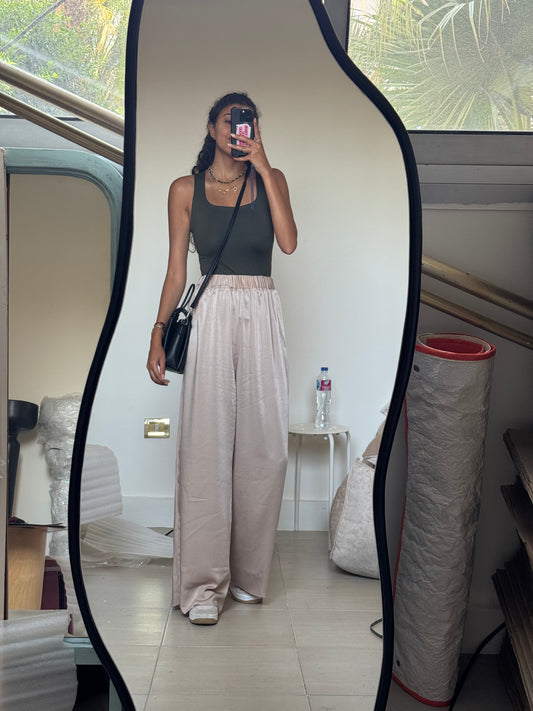 Beige Satin pants