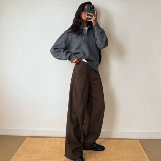 Unisex barrel pants in brown